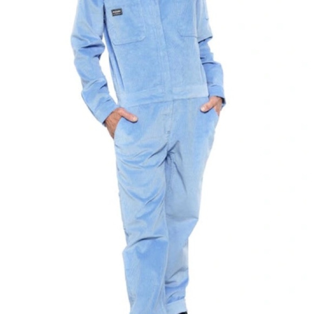 Wildfang Sky/Periwinkle Blue Corduroy Essential Long Sleeve Coverall Jumpsuit
